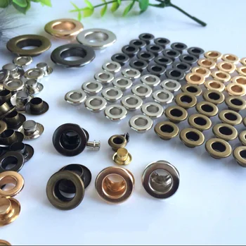 

100 sets inner size 3.5-15mm brass plane eyelets sliver/bronze/black/gold for Leathercraft Shoe Belt Cap Bag Clothes Accessories