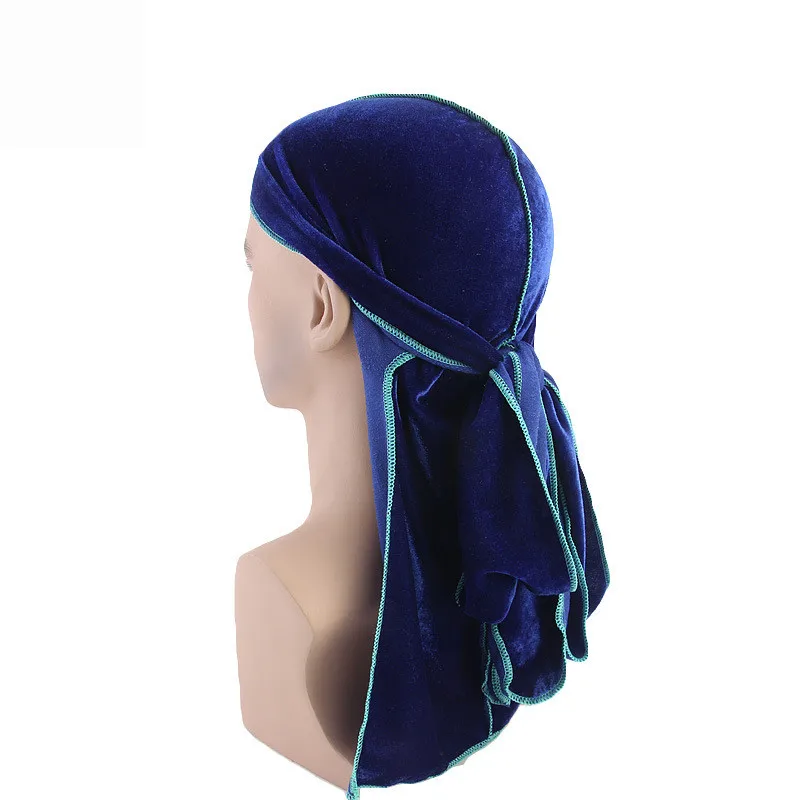 Унисекс мужские бархатные банданы Durags цельный тюрбан шапка для мальчиков