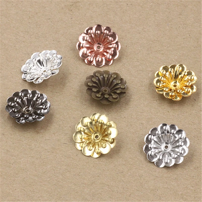 50 Pcs 7 Colors 16MM Flower Charms Wholesale Brass Material DIY Jewelry