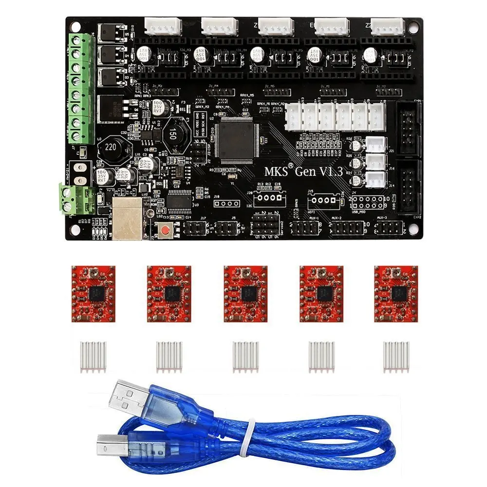 MKS Gen V1.4 3d набор с RepRap плата + 5 шт. A4988 Драйвер 12864 Графический ЖК дисплей|Детали и