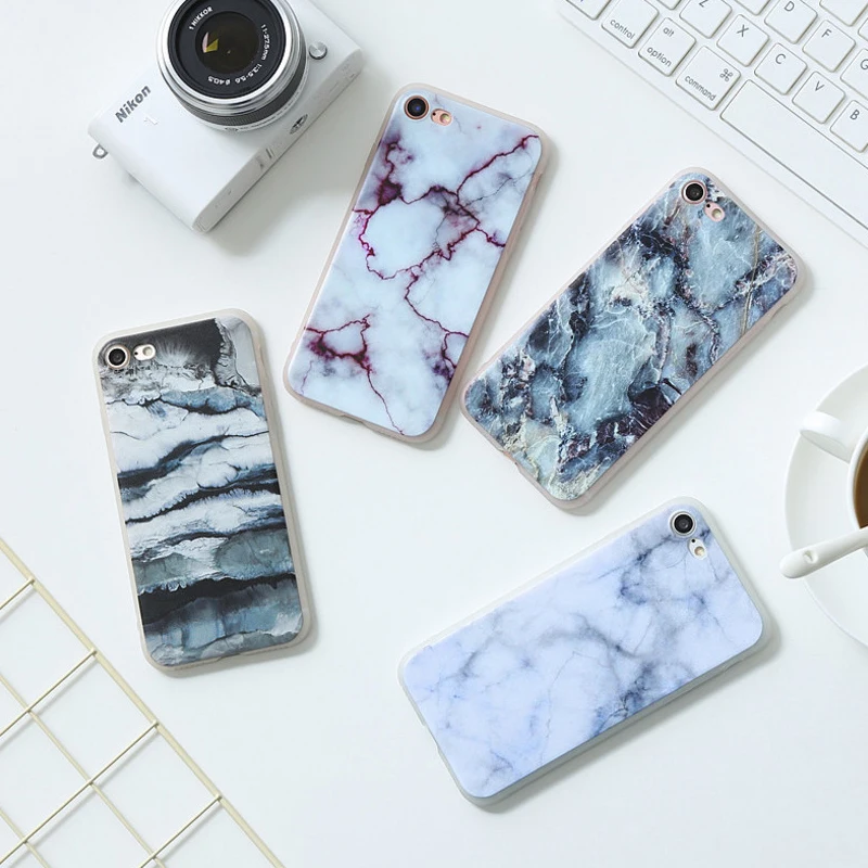 Kuulaa антидетонационных Мрамор ТПУ Телефонные Чехлы для iPhone 7 8 X случае Элитный