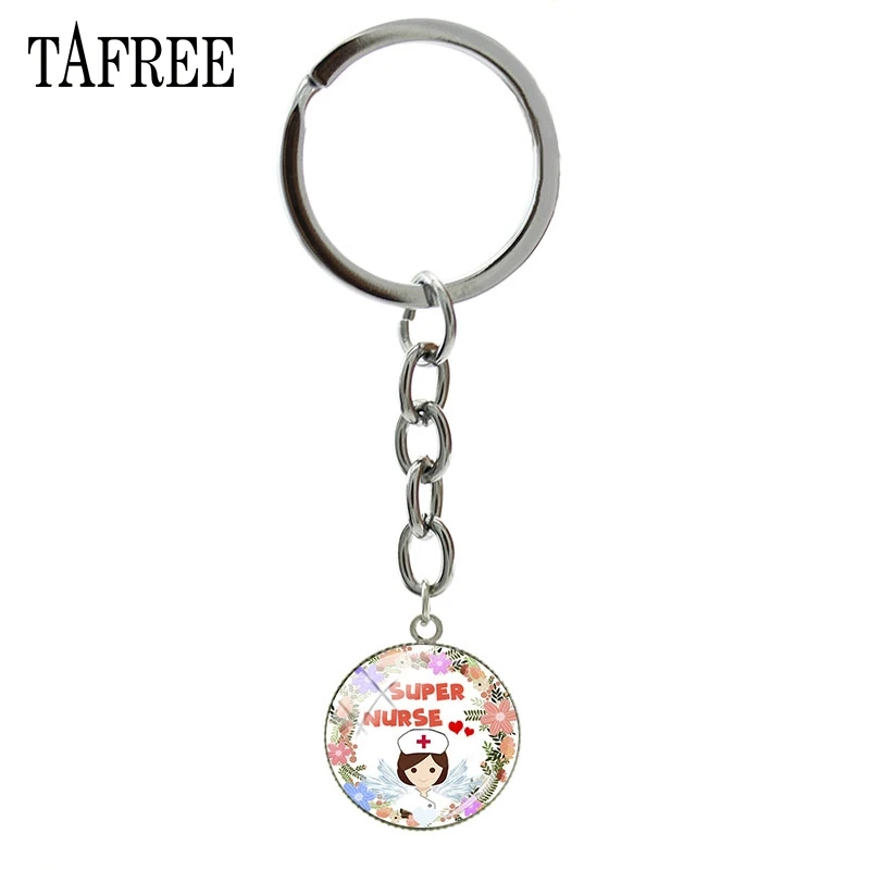 

TAFREE Super Nurse Cartoon Pendant Keychain 2019 new Hot Sale Fashion Medical students Gifts jewelry bag car kryring NR12