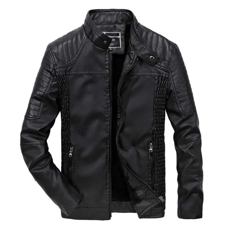 Новая мужская зимняя куртка из искусственной кожи Модная высококачественная повседневная Байкерская мотоциклетная верхняя мужская куртка пальто размера плюс 3XL