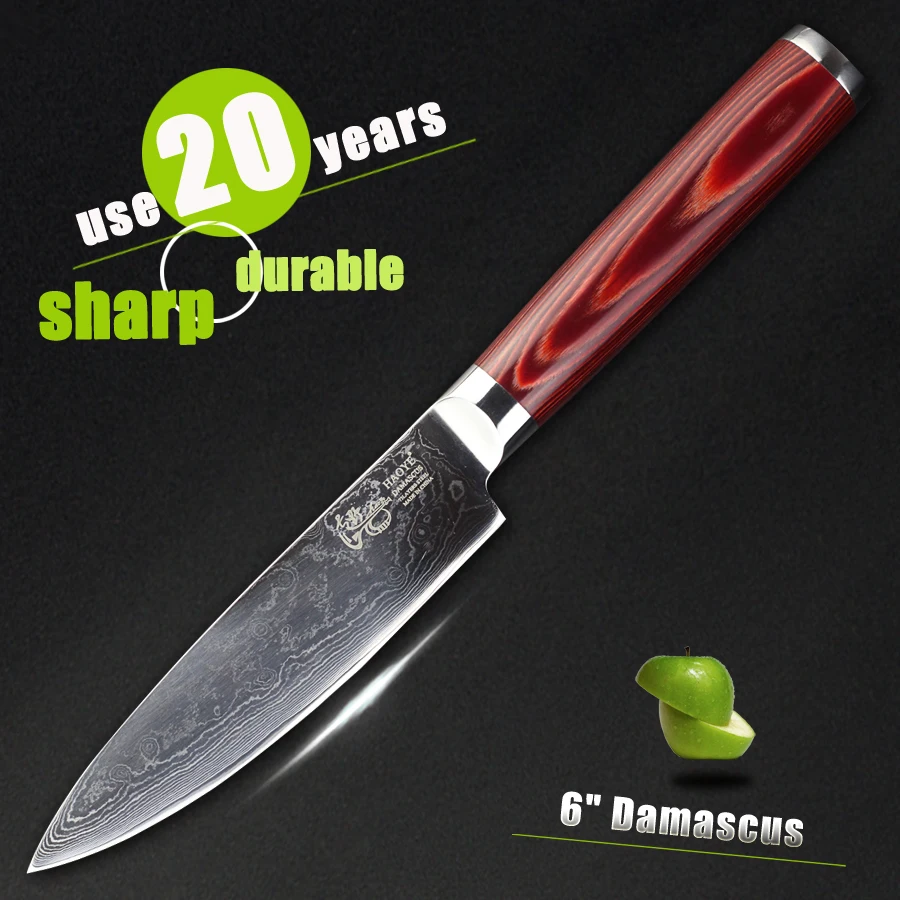 HAOYE 6 inch small chef knife Japanese VG10 Forged steel lightweight Damascus kitchen knives home sushi