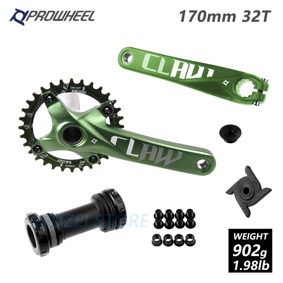 Prowheel 104 BCD mtb велосипед кривошипно 170/175 мм/30/32/34/36/38 T Круглый Звездочка с каретка BB шатун для горного велосипеда - Цвет: 170 Green 32T and BB