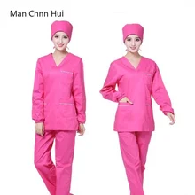 Медицинская форма розовый красный мочалка с коротким рукавом с длинными рукавами салон красоты хирургическое платье Комбинезоны обслуживание домашних животных