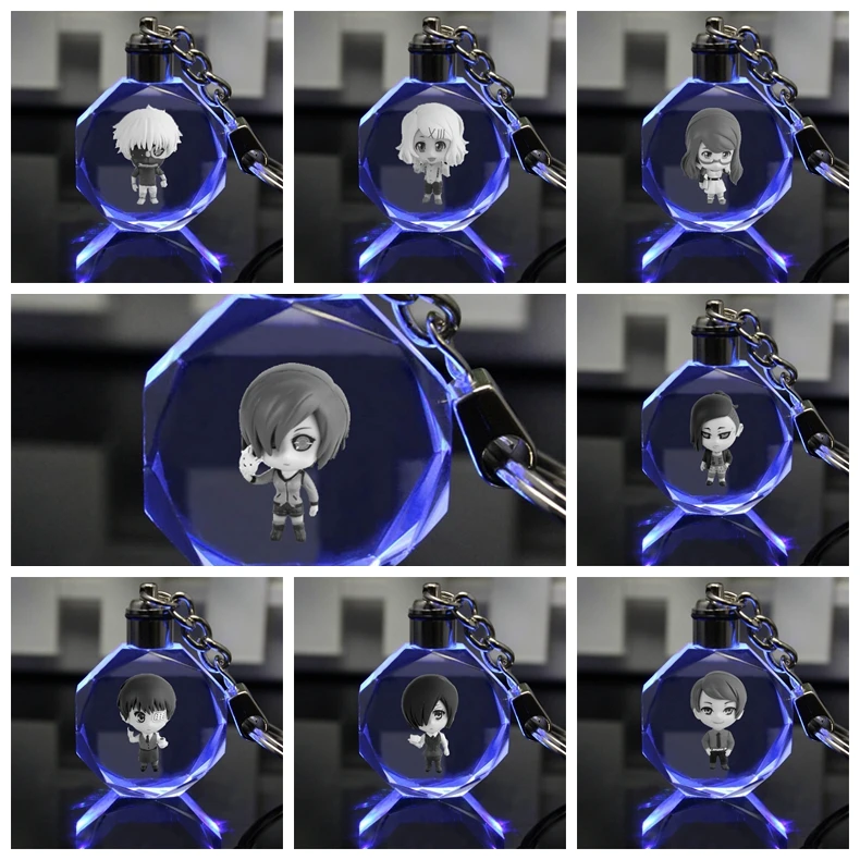 Tokyo Ghoul Anime LED Key Chains LOGO Figure Keyring Crystal Toy Keychain Light Keyholder Unisex XMAS Gifts NEW | Украшения и