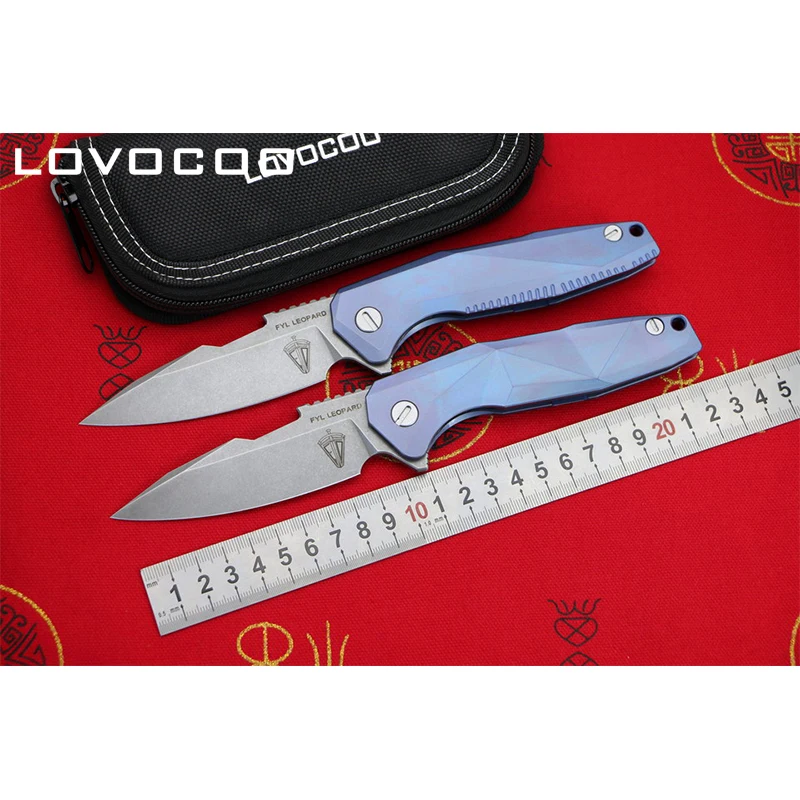 

LOVOCOO geometr Original S35VN blade Titanium Handle Flipper folding knife Outdoor Camping EDC tool Hunting Hiking pocket knives