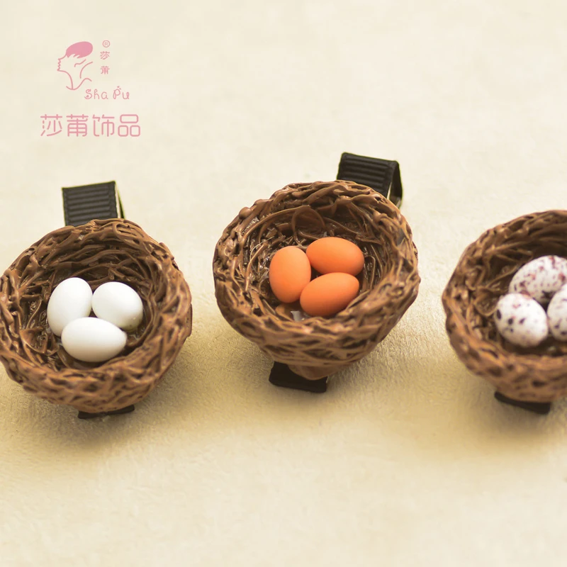Shapu 24pcs cute baby egg bird's nest hairpin hair bands alloy children whimsy hair accessories