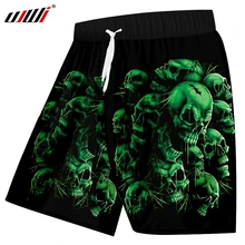 UJWI, мужские повседневные шорты, летние, с принтом в виде зеленого черепа, мужские шорты для бодибилдинга, фитнеса, длиной до колен, боксеры и Брюки, большой размер 5XL