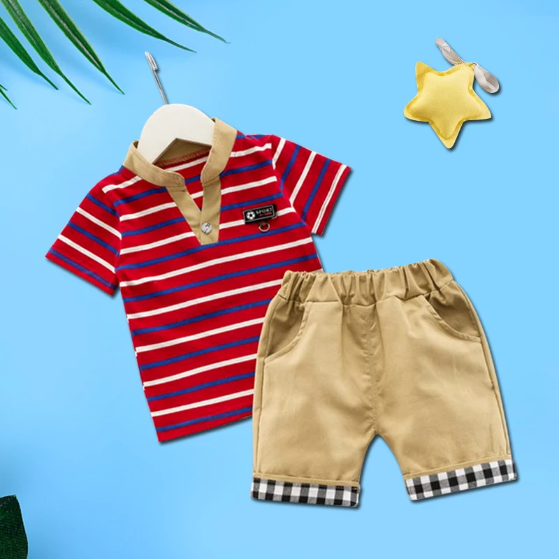 

Baby Boy Gentleman Clothes Set Summer Suit For Children Striped Shirt with Bow Tie+Suspenders White Shorts Formal Boys Clothes