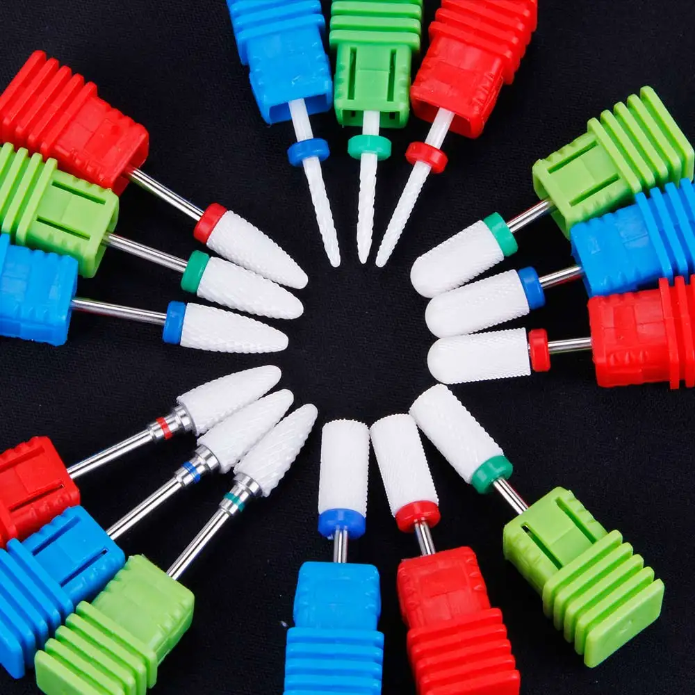 

1pcs Ceramic Nail Drill Bit Milling Cutter for Electric Manicure Drill Machine Accessory Cuspidal Head Rubber&Silicon Carbide