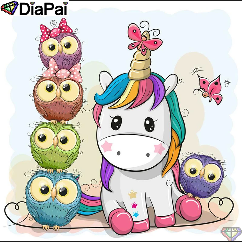 DiaPai 5D DIY Алмазная картина полный квадратный/круглый дрель "мультфильм Единорог" Алмазная вышивка крестиком 3D декор A22216