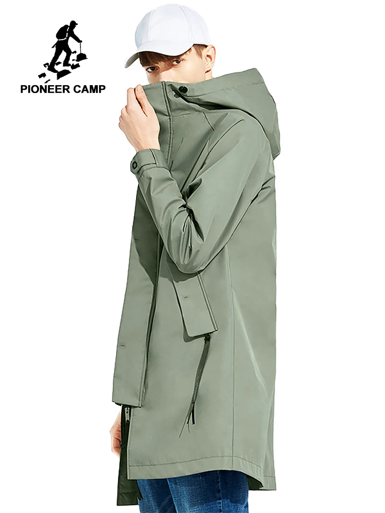 Pioneer camp Spring solid hooded long jacket coat men brand clothing casual fashion outerwear windbreaker male coat Pioneer camp Spring solid hooded long jacket coat men brand clothing casual fashion outerwear windbreaker male coat
