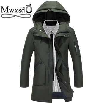 

Mwxsd winter Men warm 90% Duck down long Parka jacket Men's warm fur hooded down jacket and coats -30 degree male thick overcoat
