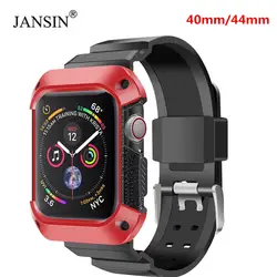 JANSIN прочный защитный чехол + ремешок для Apple Watch 40 мм 44 мм, спортивный ремешок браслет для iWatch серии 4 ремешок для часов