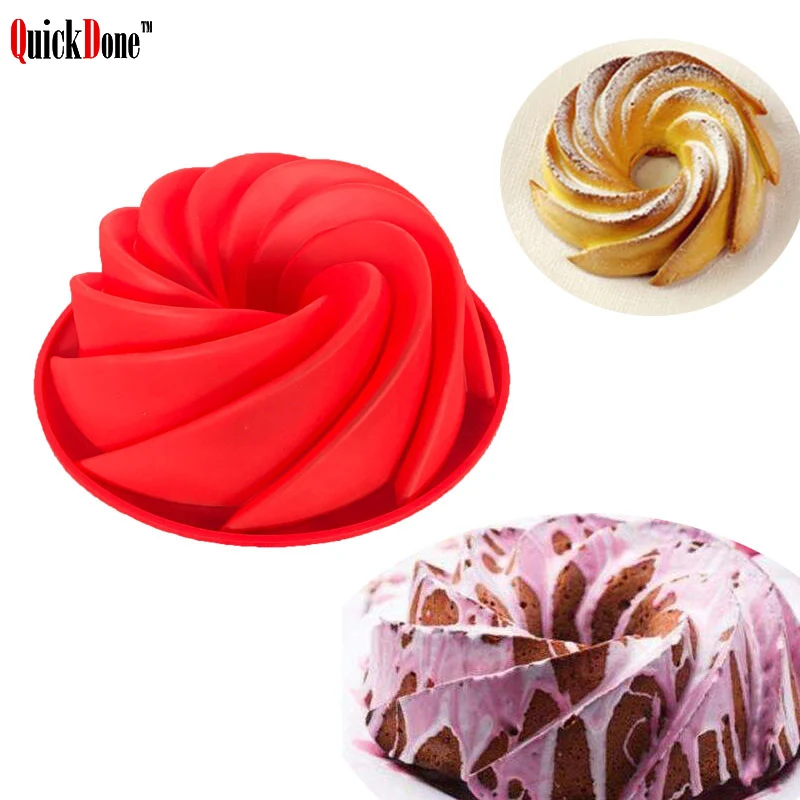 QuickDone Silicone Big Swirl Shape Butter Cake Mould Bread Bakeware Bakery Accessory For Cakes Mold Kitchen Baking Tools AKC6048