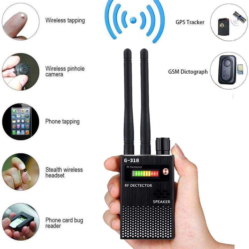 

RF Signal Detector, Hidden Device Detector Full Range Wireless Anti-Spy Bug Detector GSM GPS Tracker Device Finder