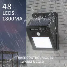 48 Светодиодный s 1800mA светодиодный светильник на солнечной батарее, наружный садовый светильник, украшение, PIR датчик движения, Ночной Настенный фонарь безопасности, водонепроницаемый