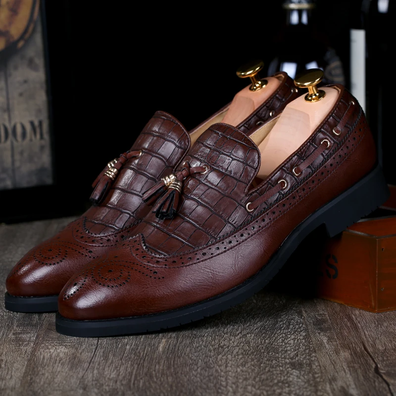 En Gland D'affaires De Black Male K3 Robe Cuir Plat Confort Chaussures Hommes Marque Mariage Rétro Luxe brown red Casual Parti Mocassins fpgwgYxtq