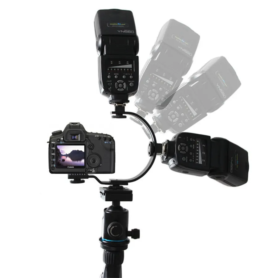 Hot Shoe Mount C Shape Flash Mount Holder Bracket (3)