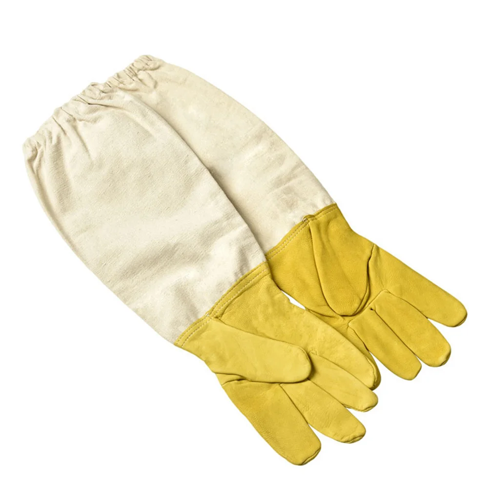 Желтые перчатки пчеловода из свиной кожи анти-пчелы разбивания защитные рукава для пчеловодства инструменты