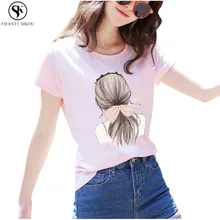 Летние акции, женская одежда, футболка из чистого хлопка с принтом, Женская Новинка, свободная, плюс размер, футболка с коротким рукавом, женская, LGP269