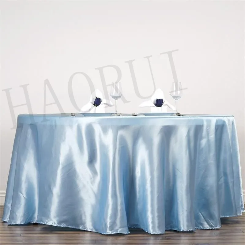 10pcs Customized 90'' Baby Blue Round Dining Table Cloth Satin