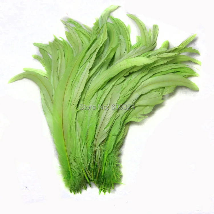 

Free shippin 100pcs/lot 30-35cm lime green rooster tail Feather coque feather for costumes