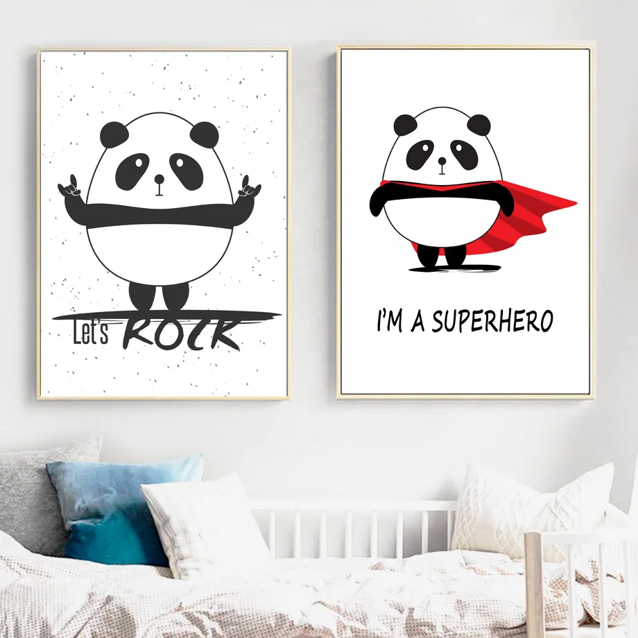 Panda-Superhero-Princess-Quote-Wall-Art-Canvas-Painting-Nordic-Posters-And-Prints-Black-White-Wall-Pictures (2)