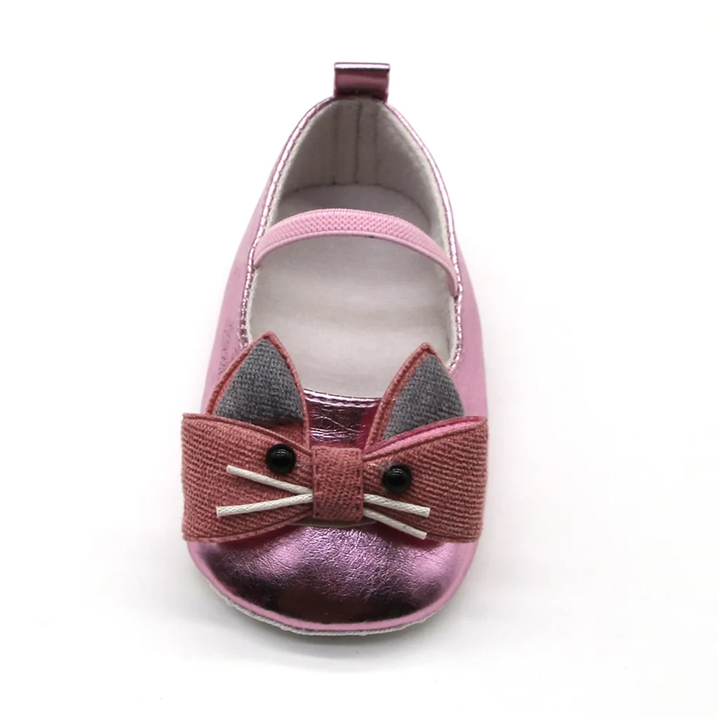 Для новорожденных девочек котенок кожаная обувь мягкая подошва тонкие туфли детские туфли для принцессы мягкая подошва для малышей Нескользящая детская обувь