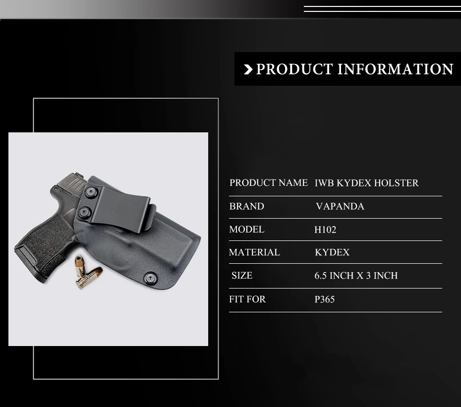 Vapanda Охота Kydex кобура черный пистолет кобура для Sig Sauer P365 IWB скрытые аксессуары для переноски Kydex кобуры