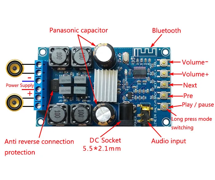 Bluetooth цифровой усилитель доска двухканальный АУДИО Hi-Fi Мощность усилители модуль с защиты оболочки аудио Плата усилителя