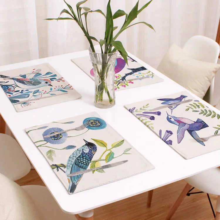 Zeegle Bird Pattern Table Placemat Mat For Tables Insulation Kitchen