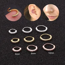 Sellsets 1PC 6/8/10mm Cz Nase Hoop Helix Knorpel Ohrring Daith Snug Rook Tragus Ring ohr Piercing Schmuck(China)