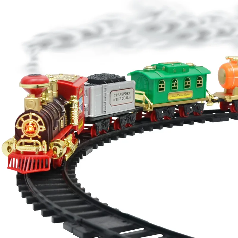 

Lighting, Sound and Smoke Emulation Retro Train Model Children's Puzzle Toy Electric Classical Railway Train Set Children's Toys