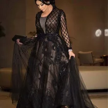 Арабское дизайнерское вечернее платье с аппликацией Длинные Кристаллы бисера рукава черные платья для мамы