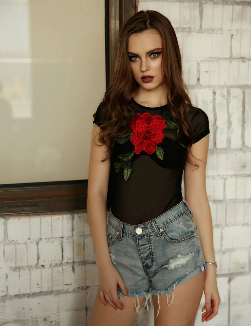 2017 Sexy Women Skinny Comfortable Bodysuits Jumpsuits Embroidery