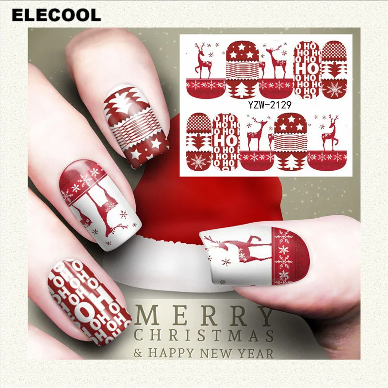 ELECOOL модный 1 лист наклейка на Рождество сделай сам наклейки для дизайна ногтей
