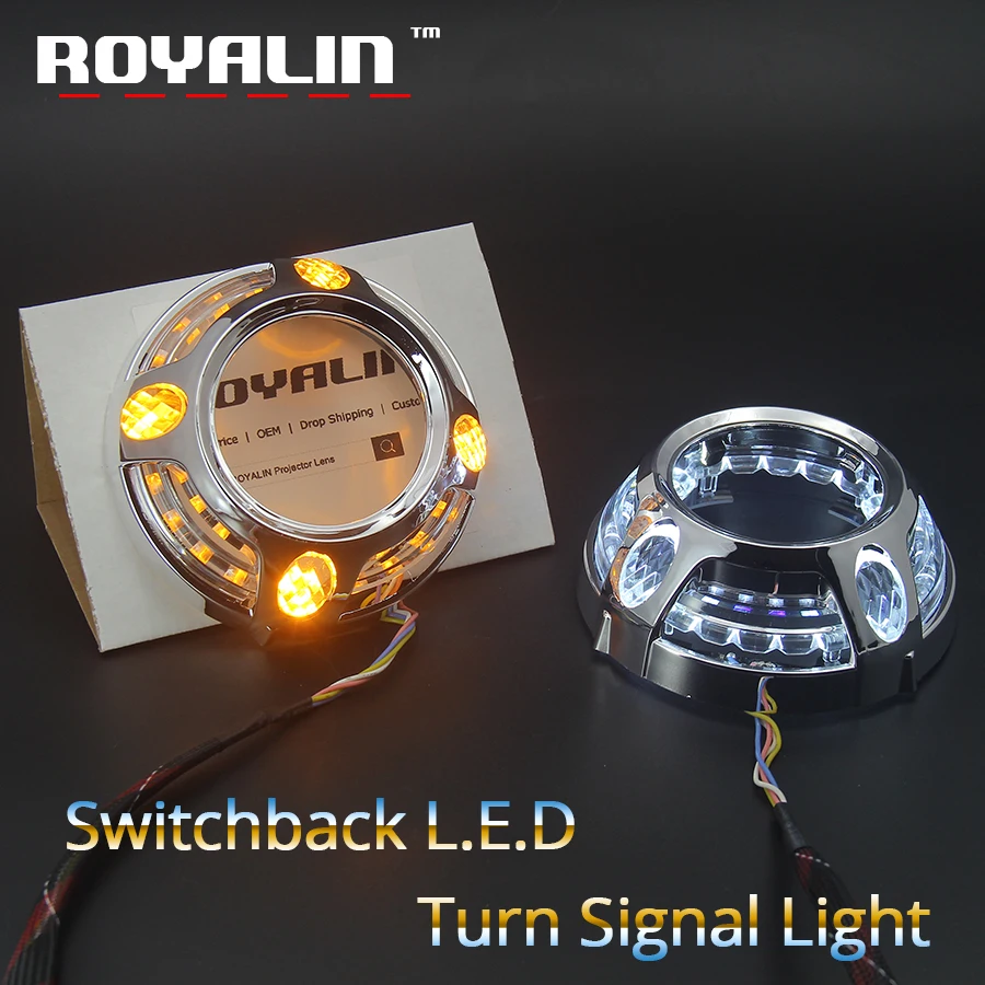 Светодиодный светильник ROYALIN Switchback для дневных ходовых огней 3,0, объектив для проектора, ангельские глазки для Panamera, автоматический головной светильник, белый, желтый, сигнал поворота