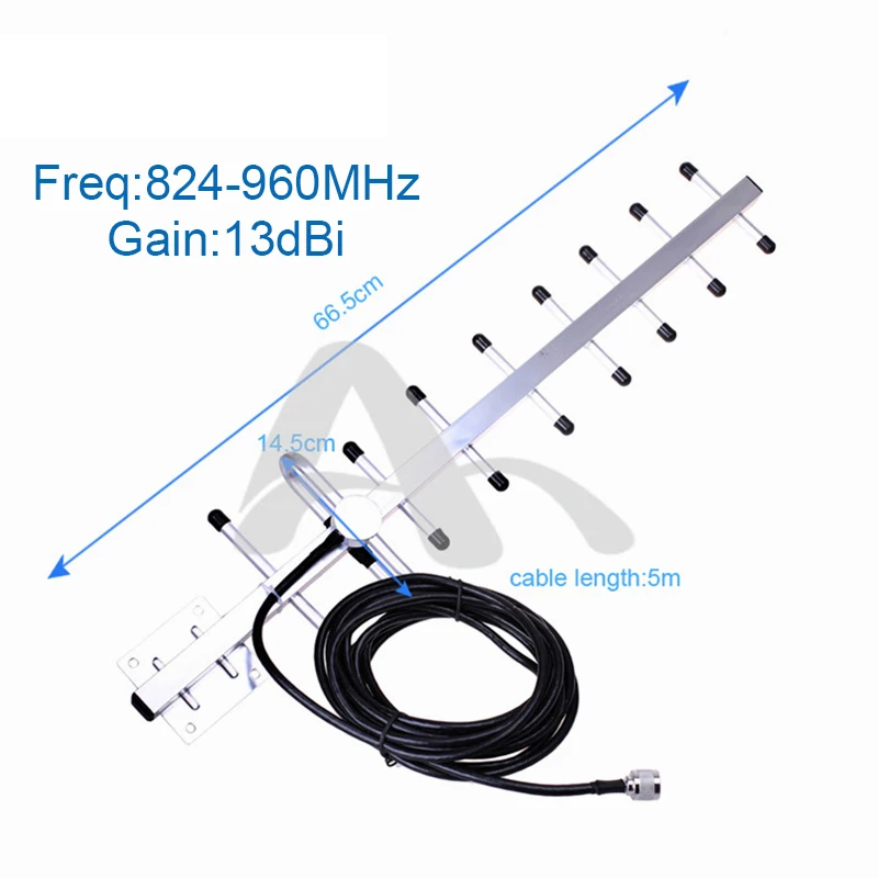 Уличная Антенна yagi 13dBi GSM 824 ~ 960 МГц с кабелем 5 м и штекером N для усилителя CDMA800MHz