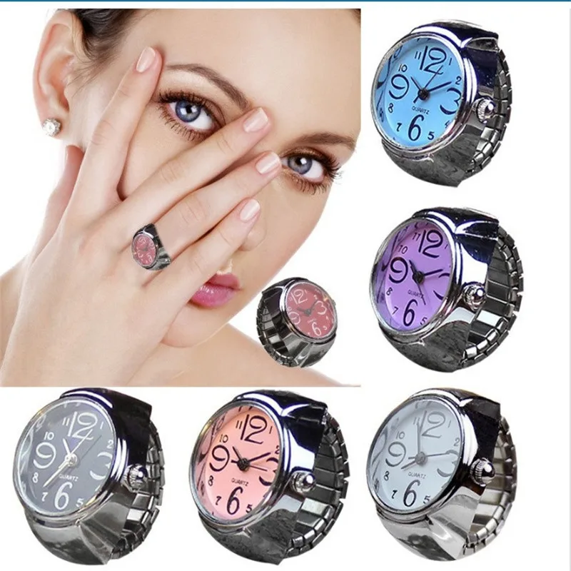 

Korean Style Creative Design Steel Elastic Analog Ring With Quartz Watch Female Ring Woman Fashion Accessories Party Gifts *A