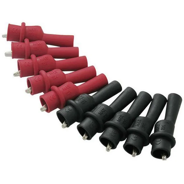 

10Pcs Copper Alligator Clip Crocodile Electrical Clamp for Testing Probe Meter Black and Red with Plastic Boot