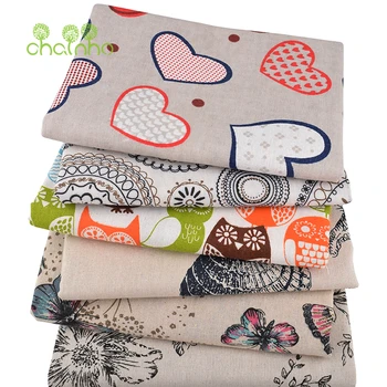 

Chainho,6pcs,Retro Style Series,Printed Cotton Linen Fabric,Pachwork Cloth For DIY Quilting&Sewing Bags,Placemats,Dolls Material