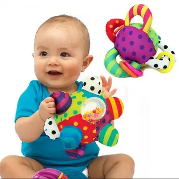

Candice guo multifunctional cloth Colourful grasp pacify rattle Sensory ball teether handbell senses cognitive baby toy gift 1pc