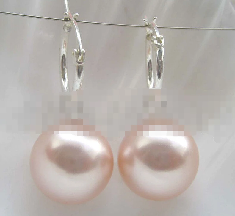 

1432 perfect round pink sea shell pearl earring