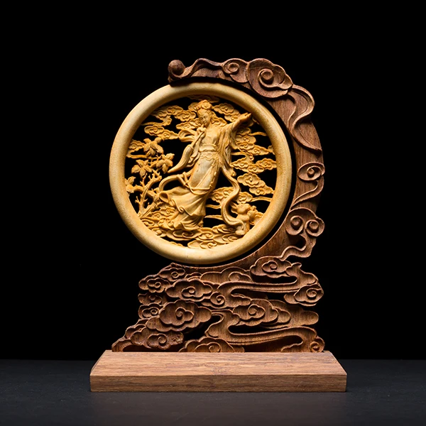 

Chinese style home decors wood made feng shui round structures Desk Decoration Exquisite traditional Art and craft gifts