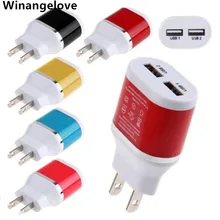 Winangelove 50 шт. металл Dual USB стены США Plug 2.1a AC Адаптеры питания стены Зарядное устройство пробка 2 порт для Samsung S7 S6 для iphone7 6 5