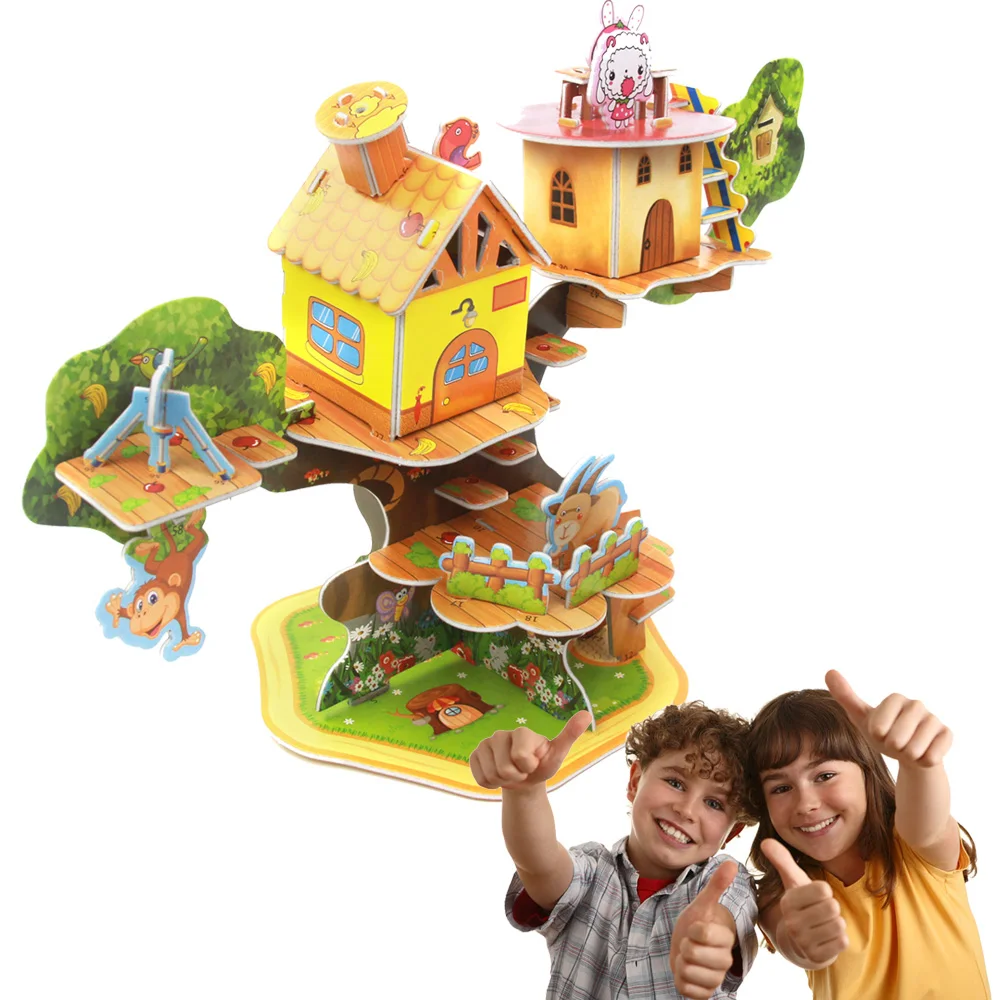 Terbaru DIY 3D Hewan Pohon Rumah Model Puzzle Mainan Anak Dewasa