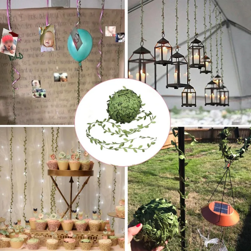 10 Meter Silk Leaf-Shaped Handmake Artificial green Leaves Trim Ribbon DIY Craft Wedding Decoration 7LS90 ribbon decoration,ribbon supplies